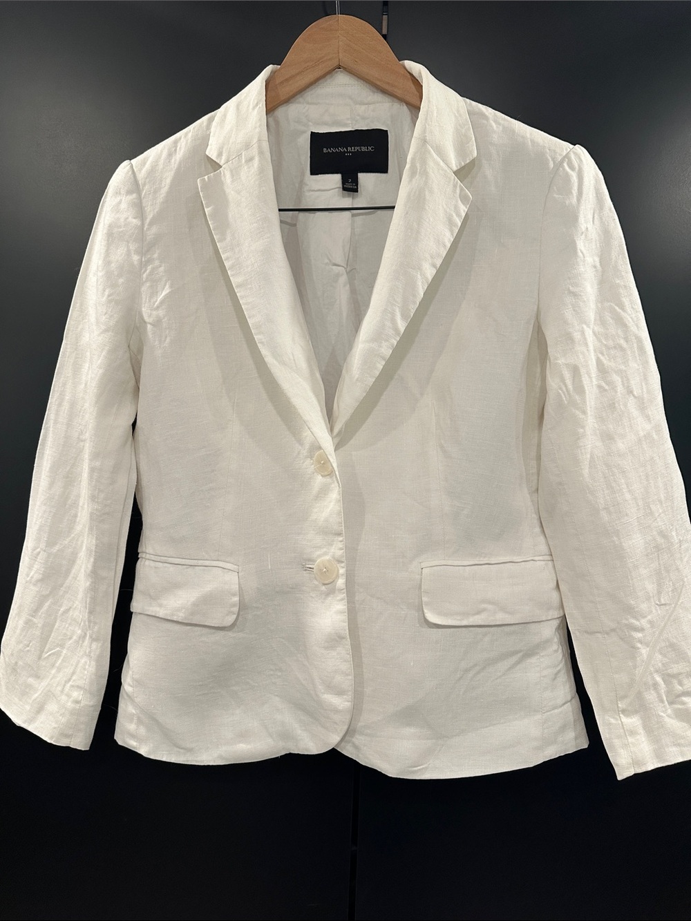 Banana Republic Womens White 100% Linen Two Button Blazer‎ Jacket Size 2